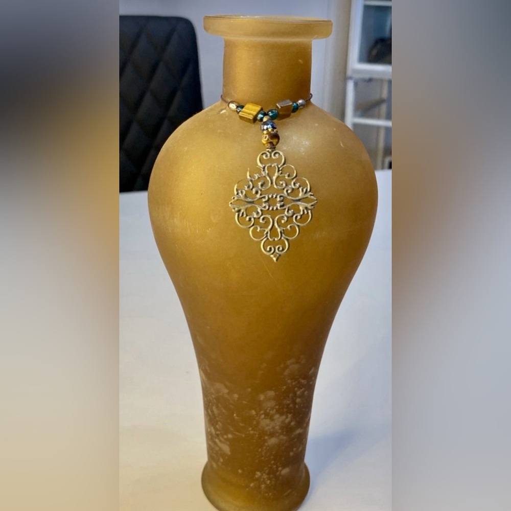 Gold Decorative Vase with Intricate Design